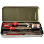 Construct Maths Geometry Set, 9 Pcs Instrument Tin Case, Compass, Divider, Ruler 15cm, Protractor 180 deg, Set Squares 45 60 deg, Pencil