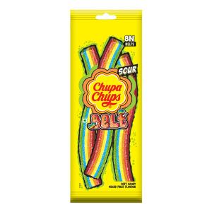Chupa Chups Sour Belt, Mixed Fruit Flavour, Soft & Chewy Toffee, 8 Pc, 57.6 G